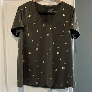Lane Bryant Gold Accented Gray Tee Short Sleeve